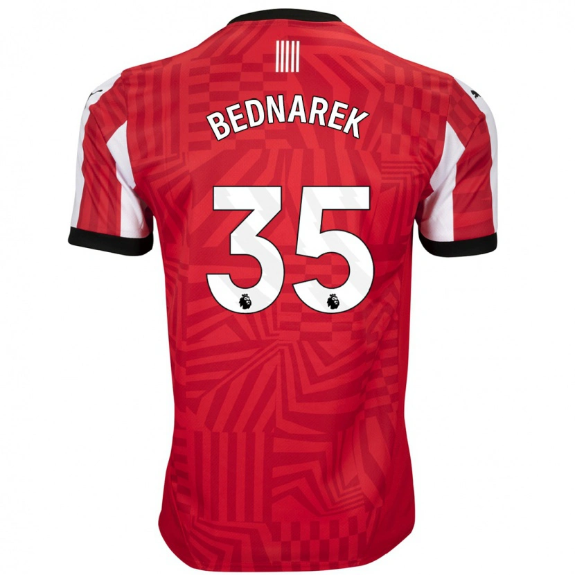 Danxen Enfant Maillot Jan Bednarek #35 Rouge Blanc Tenues Domicile 2024/25 T-Shirt