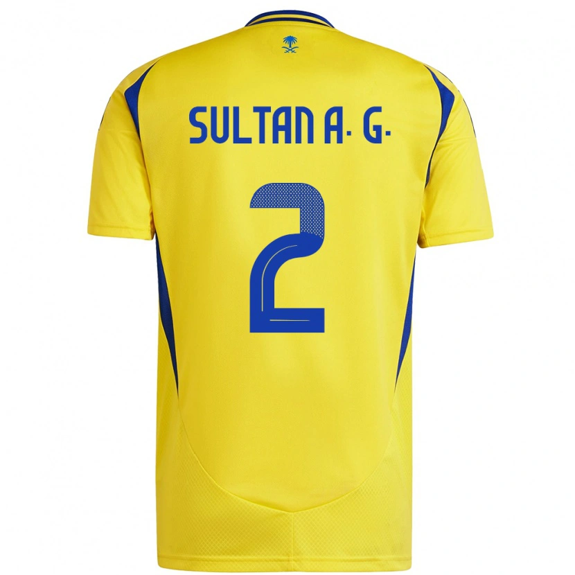 Danxen Enfant Maillot Sultan Al-Ghannam #2 Jaune Bleu Tenues Domicile 2024/25 T-Shirt