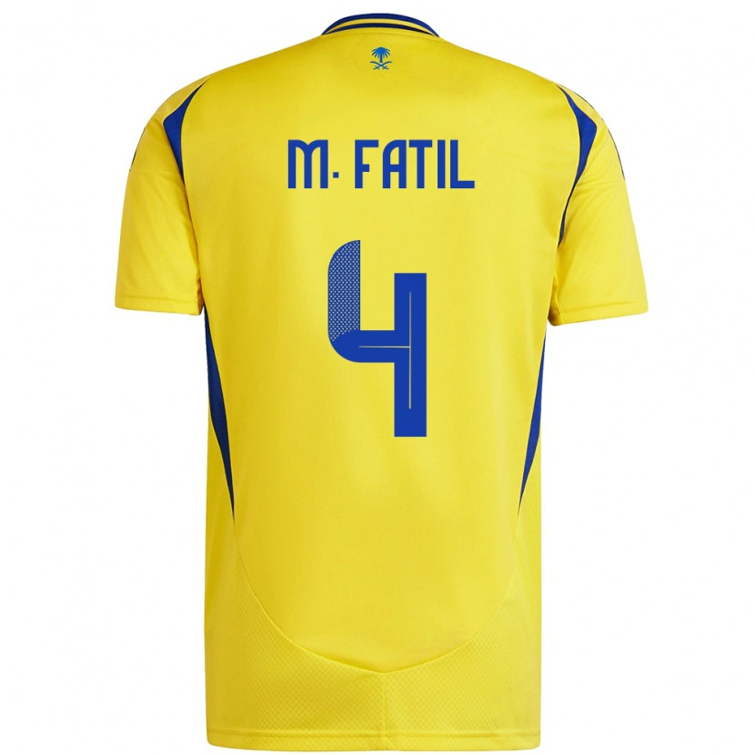 Danxen Enfant Maillot Mohammed Al-Fatil #4 Jaune Bleu Tenues Domicile 2024/25 T-Shirt