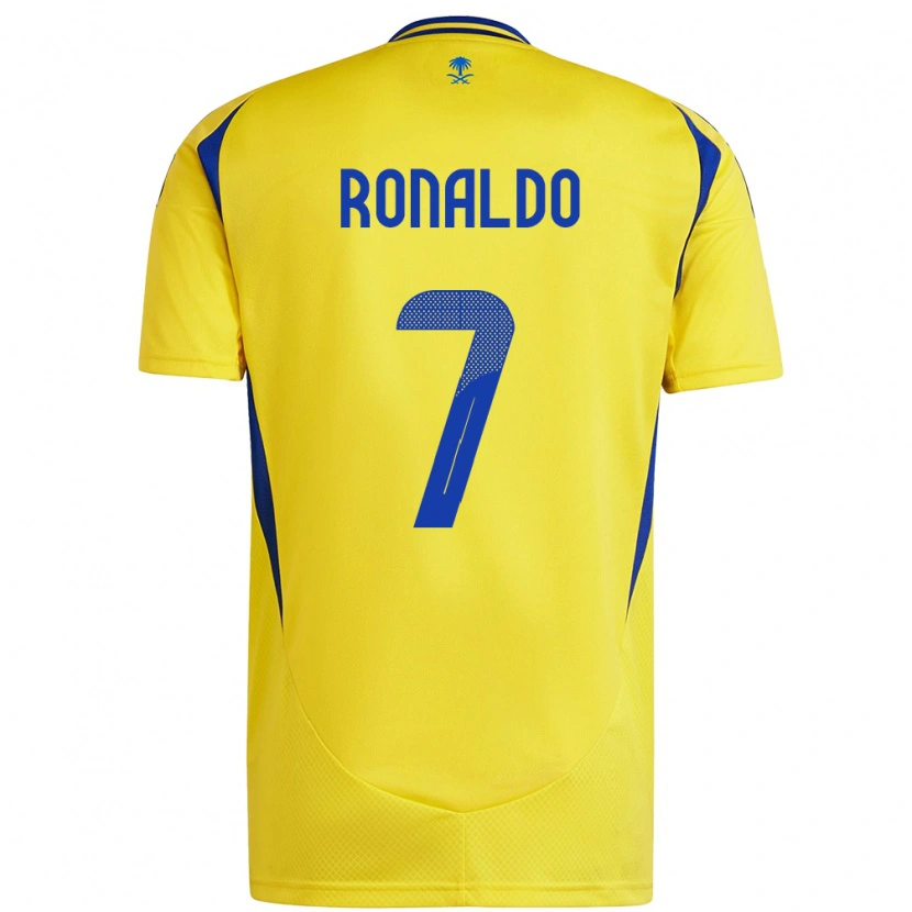 Danxen Enfant Maillot Cristiano Ronaldo #7 Jaune Bleu Tenues Domicile 2024/25 T-Shirt