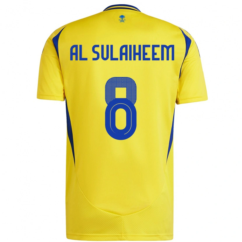 Danxen Enfant Maillot Abdulmajeed Al-Sulayhim #8 Jaune Bleu Tenues Domicile 2024/25 T-Shirt