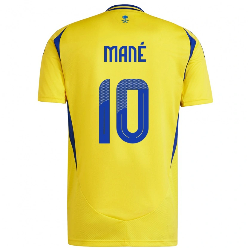 Danxen Enfant Maillot Sadio Mané #10 Jaune Bleu Tenues Domicile 2024/25 T-Shirt