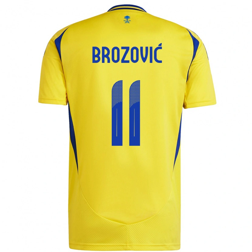 Danxen Enfant Maillot Marcelo Brozovic #11 Jaune Bleu Tenues Domicile 2024/25 T-Shirt