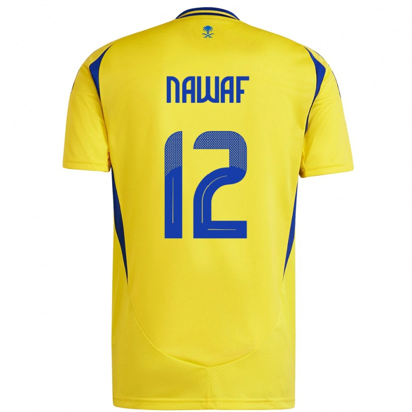 Danxen Enfant Maillot Nawaf Al-Boushal #12 Jaune Bleu Tenues Domicile 2024/25 T-Shirt