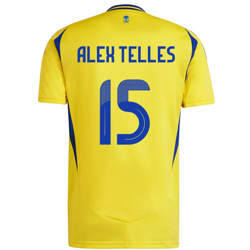 Danxen Enfant Maillot Alex Telles #15 Jaune Bleu Tenues Domicile 2024/25 T-Shirt