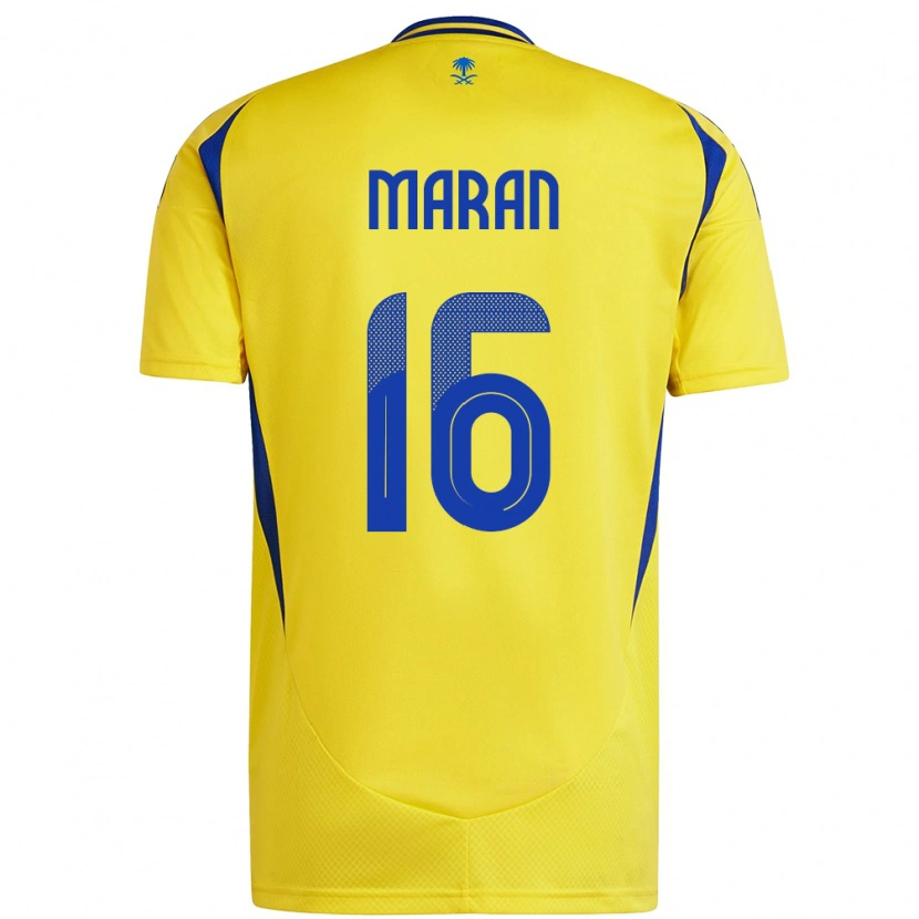 Danxen Enfant Maillot Mohammed Maran #16 Jaune Bleu Tenues Domicile 2024/25 T-Shirt