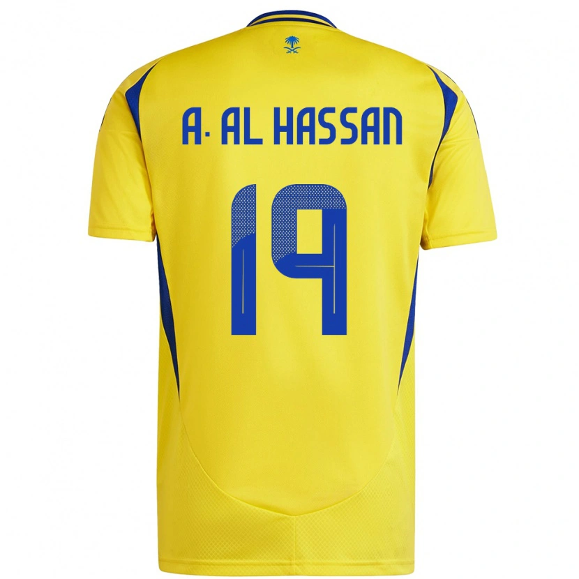 Danxen Enfant Maillot Ali Al-Hassan #19 Jaune Bleu Tenues Domicile 2024/25 T-Shirt