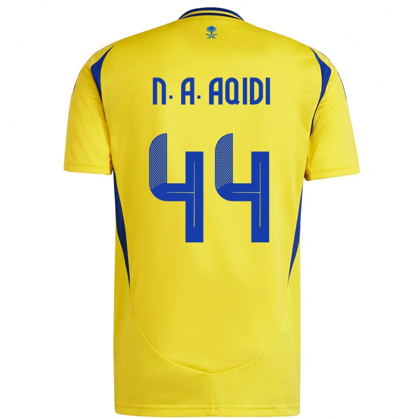 Danxen Enfant Maillot Nawaf Al-Aqidi #44 Jaune Bleu Tenues Domicile 2024/25 T-Shirt