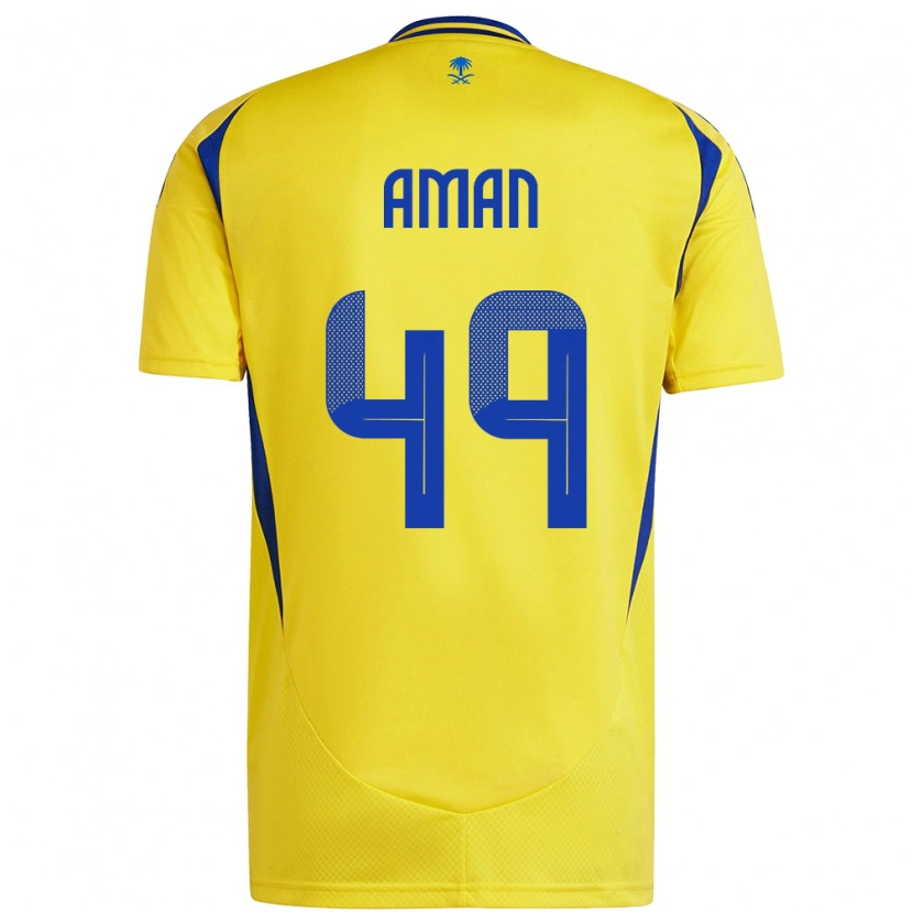 Danxen Enfant Maillot Awad Aman #49 Jaune Bleu Tenues Domicile 2024/25 T-Shirt