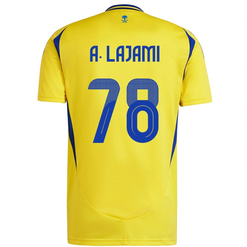 Danxen Enfant Maillot Ali Lajami #78 Jaune Bleu Tenues Domicile 2024/25 T-Shirt