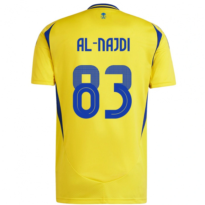 Danxen Enfant Maillot Salem Al-Najdi #83 Jaune Bleu Tenues Domicile 2024/25 T-Shirt