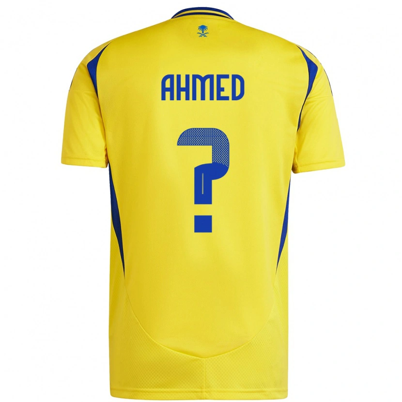 Danxen Enfant Maillot Al Anood Ahmed #0 Jaune Bleu Tenues Domicile 2024/25 T-Shirt