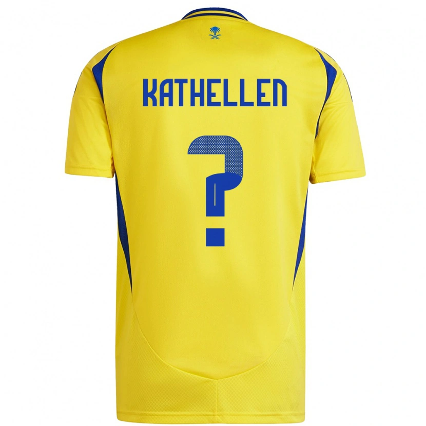 Danxen Enfant Maillot Kathellen #0 Jaune Bleu Tenues Domicile 2024/25 T-Shirt