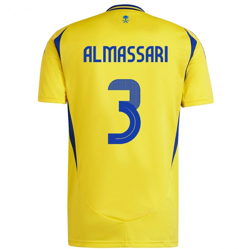 Danxen Enfant Maillot Wadha Almassari #3 Jaune Bleu Tenues Domicile 2024/25 T-Shirt