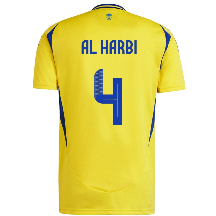 Danxen Enfant Maillot Fay Al-Harbi #4 Jaune Bleu Tenues Domicile 2024/25 T-Shirt