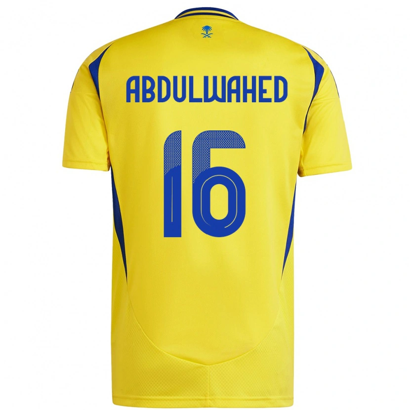 Danxen Enfant Maillot Ghader Abdulwahed #16 Jaune Bleu Tenues Domicile 2024/25 T-Shirt