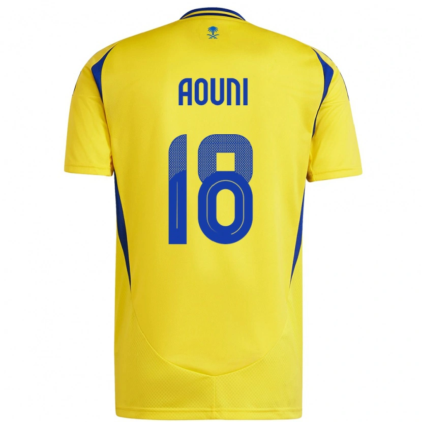 Danxen Enfant Maillot Samia Aouni #18 Jaune Bleu Tenues Domicile 2024/25 T-Shirt