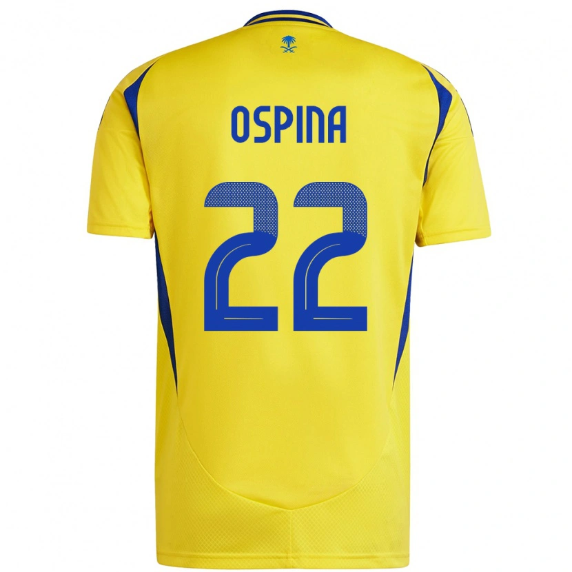 Danxen Enfant Maillot David Ospina #22 Jaune Bleu Tenues Domicile 2024/25 T-Shirt