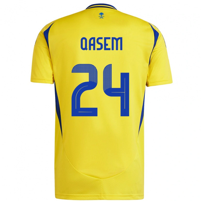 Danxen Enfant Maillot Mohammed Qasem #24 Jaune Bleu Tenues Domicile 2024/25 T-Shirt