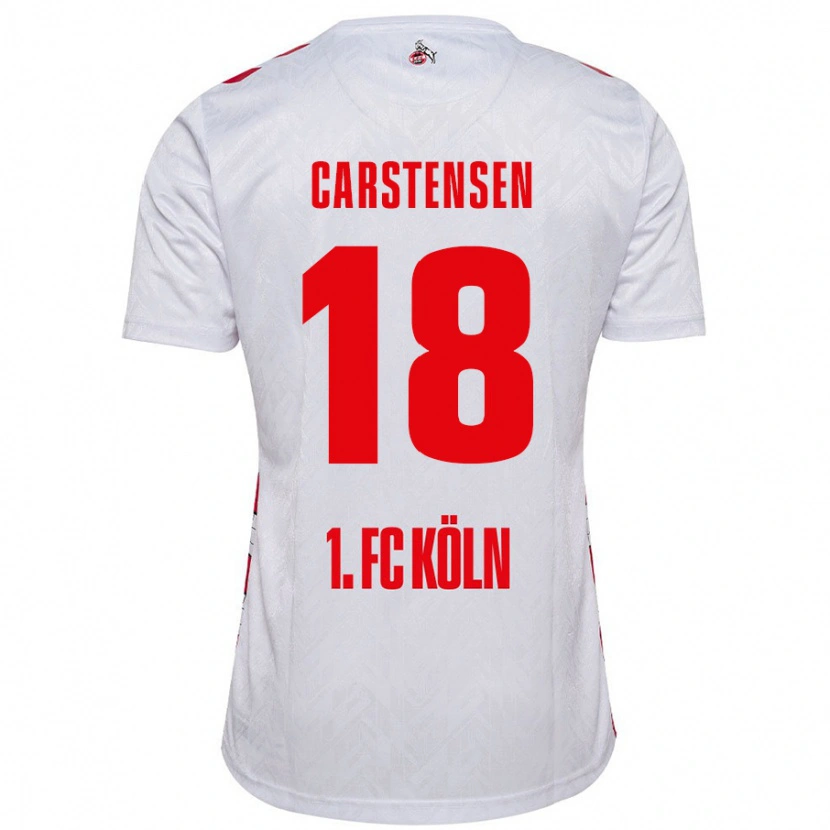 Danxen Enfant Maillot Rasmus Carstensen #18 Blanc Rouge Tenues Domicile 2024/25 T-Shirt