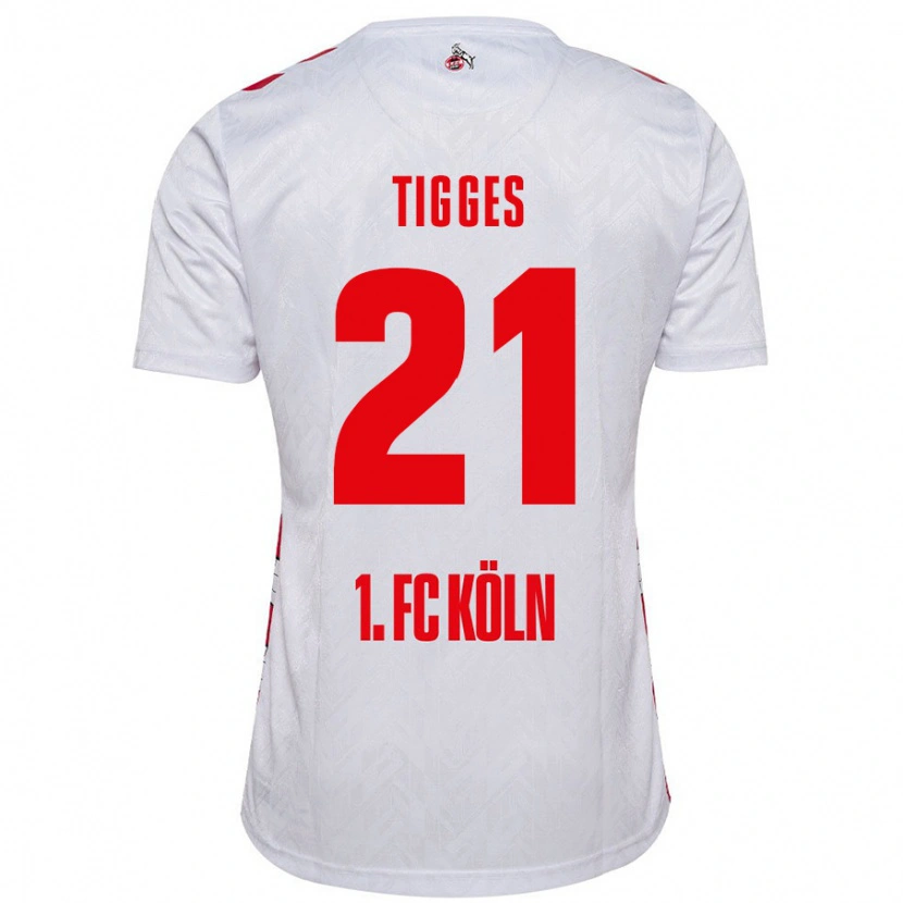 Danxen Enfant Maillot Steffen Tigges #21 Blanc Rouge Tenues Domicile 2024/25 T-Shirt