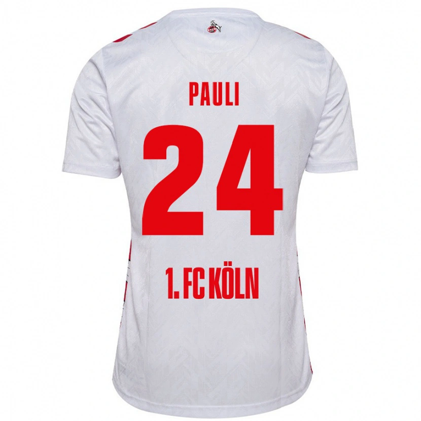 Danxen Enfant Maillot Julian Pauli #24 Blanc Rouge Tenues Domicile 2024/25 T-Shirt