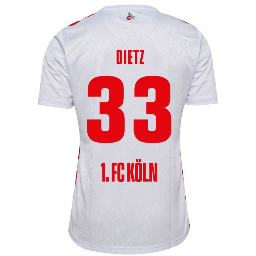 Danxen Enfant Maillot Florian Dietz #33 Blanc Rouge Tenues Domicile 2024/25 T-Shirt