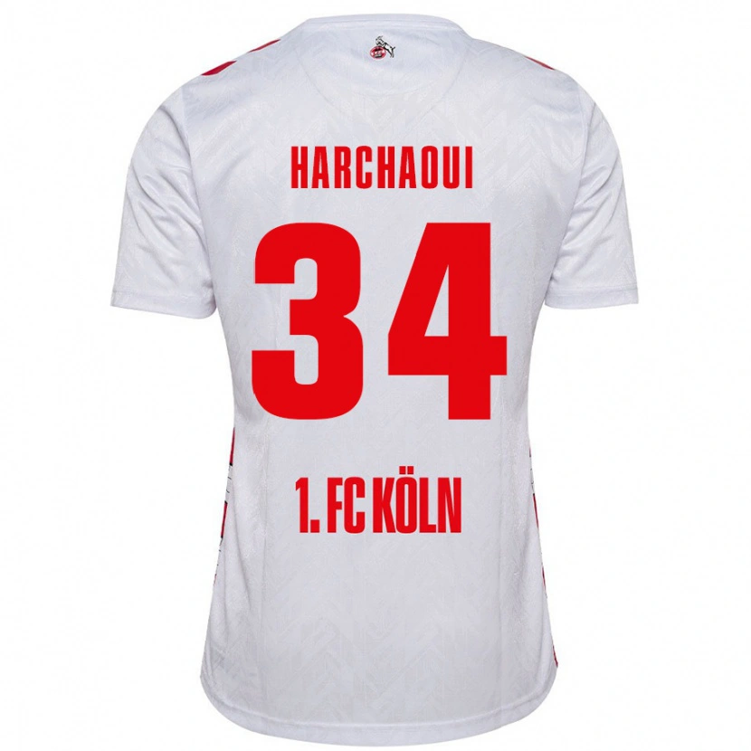 Danxen Enfant Maillot Fayssal Harchaoui #34 Blanc Rouge Tenues Domicile 2024/25 T-Shirt