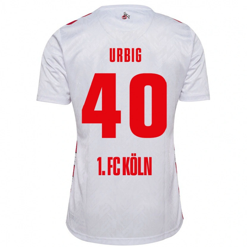 Danxen Enfant Maillot Jonas Urbig #40 Blanc Rouge Tenues Domicile 2024/25 T-Shirt