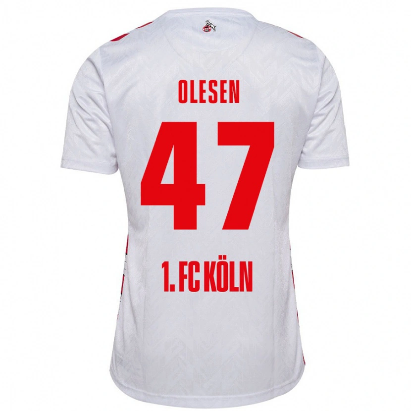 Danxen Enfant Maillot Mathias Olesen #47 Blanc Rouge Tenues Domicile 2024/25 T-Shirt