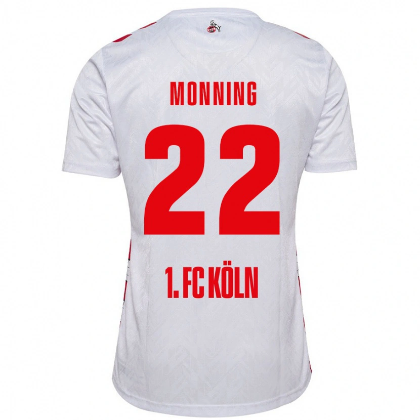 Danxen Enfant Maillot Marlon Monning #22 Blanc Rouge Tenues Domicile 2024/25 T-Shirt