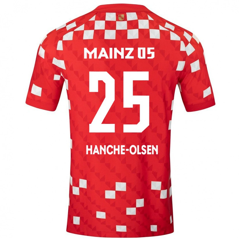 Danxen Enfant Maillot Andreas Hanche-Olsen #25 Blanc Rouge Tenues Domicile 2024/25 T-Shirt