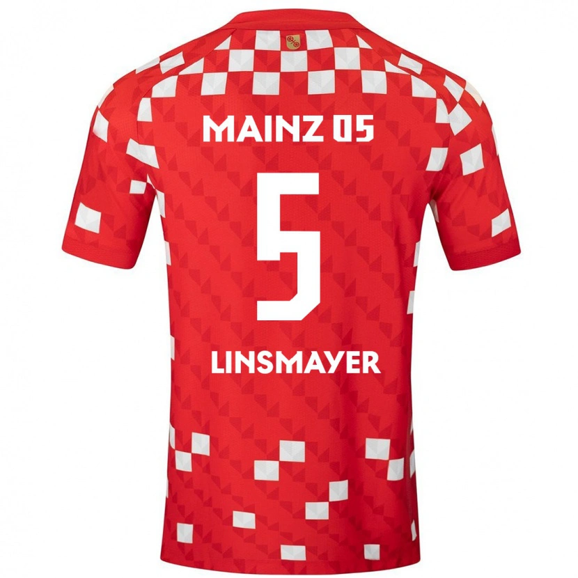 Danxen Enfant Maillot Denis Linsmayer #5 Blanc Rouge Tenues Domicile 2024/25 T-Shirt