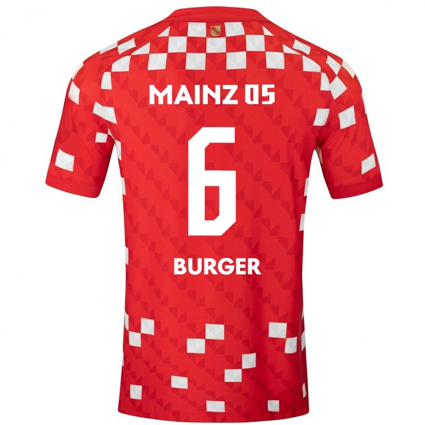 Danxen Enfant Maillot Korbinian Burger #6 Blanc Rouge Tenues Domicile 2024/25 T-Shirt