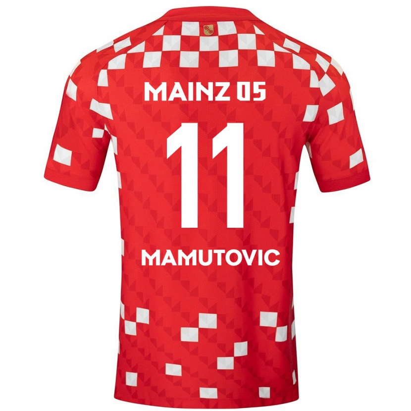 Danxen Enfant Maillot David Mamutovic #11 Blanc Rouge Tenues Domicile 2024/25 T-Shirt