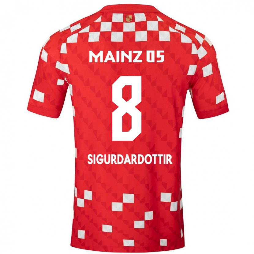 Danxen Enfant Maillot Heiðrún Sigurðardóttir #8 Blanc Rouge Tenues Domicile 2024/25 T-Shirt