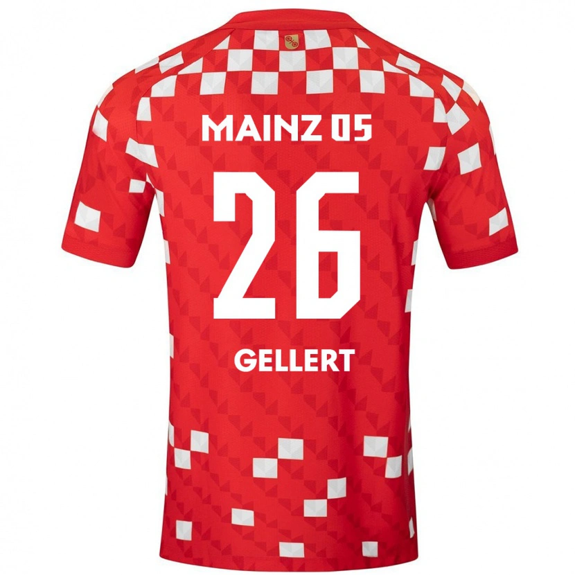 Danxen Enfant Maillot Mona Gellert #26 Blanc Rouge Tenues Domicile 2024/25 T-Shirt