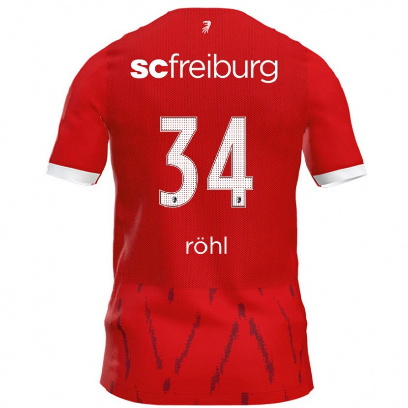 Danxen Enfant Maillot Merlin Röhl #34 Rouge Tenues Domicile 2024/25 T-Shirt