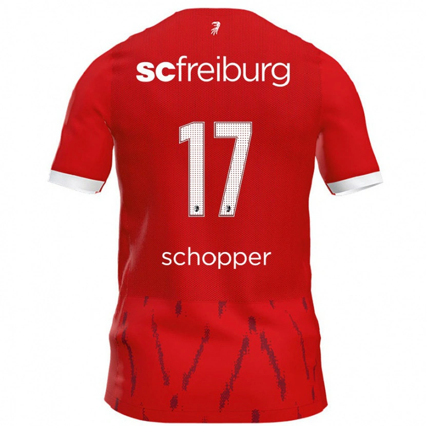 Danxen Enfant Maillot David Schopper #17 Rouge Tenues Domicile 2024/25 T-Shirt