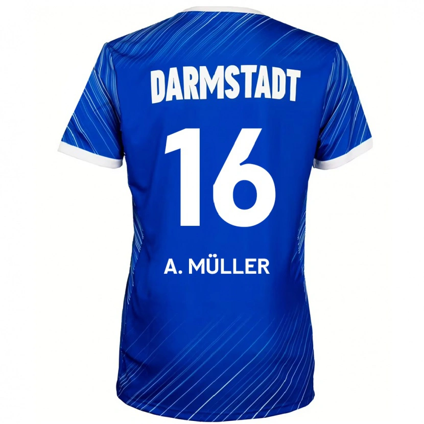 Danxen Enfant Maillot Andreas Müller #16 Bleu Blanc Tenues Domicile 2024/25 T-Shirt