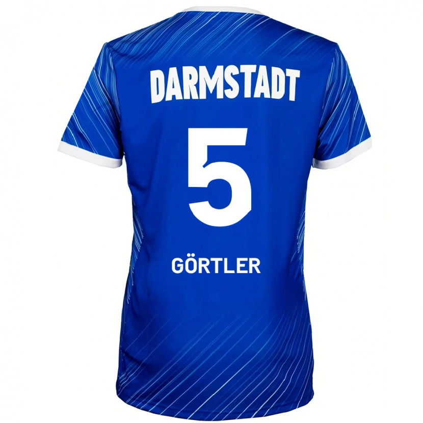 Danxen Enfant Maillot Bastian Görtler #5 Bleu Blanc Tenues Domicile 2024/25 T-Shirt