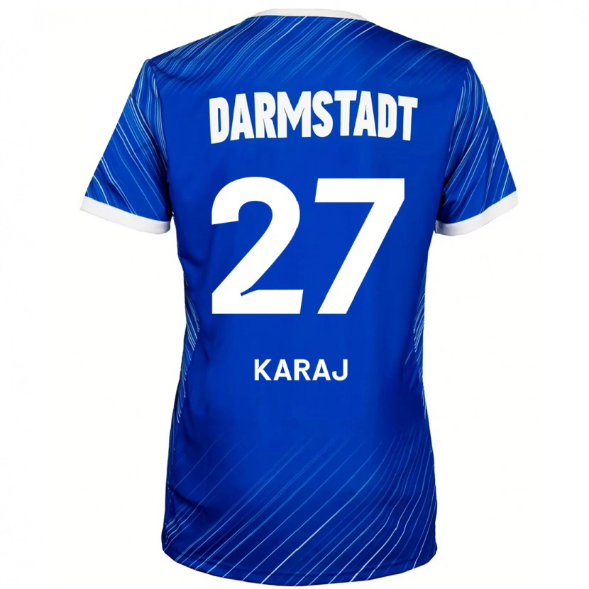 Danxen Enfant Maillot Eraldo Karaj #27 Bleu Blanc Tenues Domicile 2024/25 T-Shirt