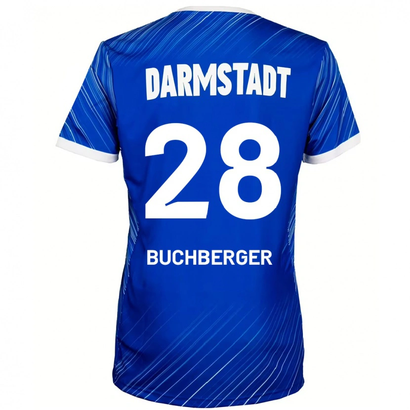 Danxen Enfant Maillot Jonas Buchberger #28 Bleu Blanc Tenues Domicile 2024/25 T-Shirt