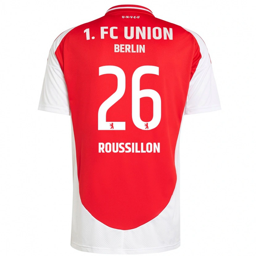 Danxen Enfant Maillot Jérôme Roussillon #26 Rouge Blanc Tenues Domicile 2024/25 T-Shirt