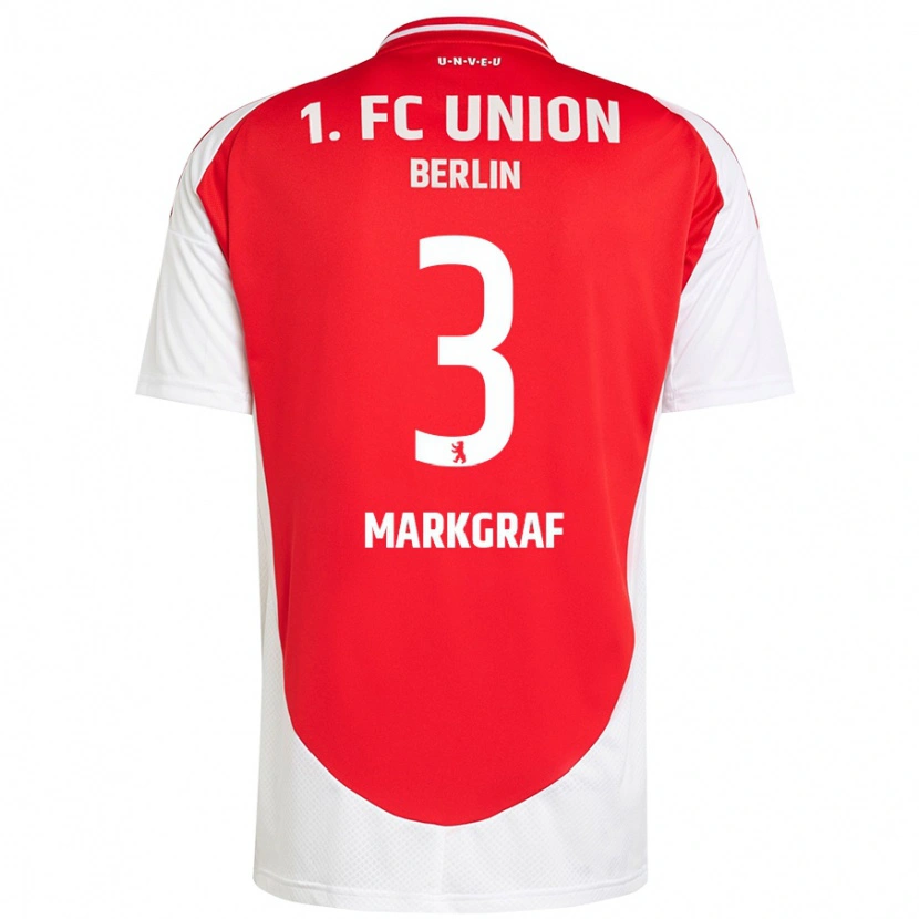 Danxen Enfant Maillot Andrik Markgraf #3 Rouge Blanc Tenues Domicile 2024/25 T-Shirt