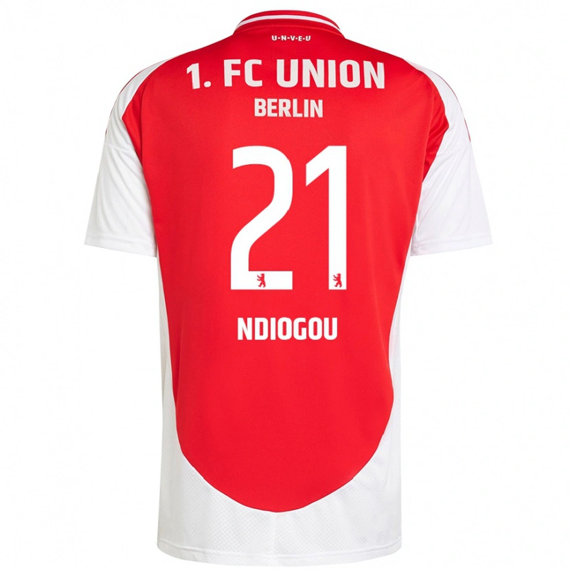 Danxen Enfant Maillot Pape-Omar Ndiogou #21 Rouge Blanc Tenues Domicile 2024/25 T-Shirt