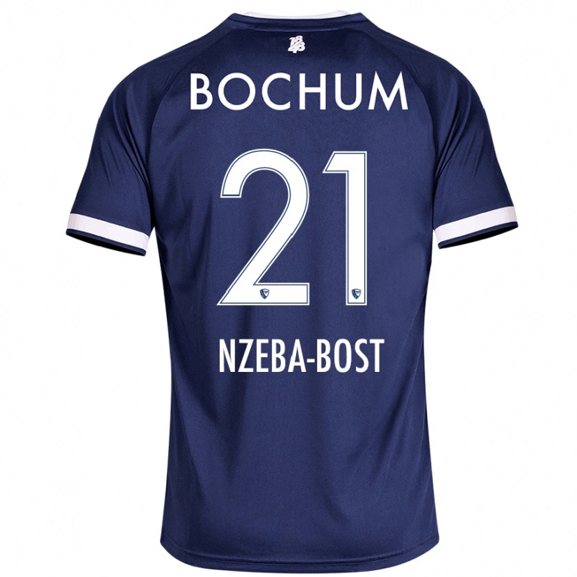 Danxen Enfant Maillot Jan Nzeba-Bost #21 Bleu Foncé Tenues Domicile 2024/25 T-Shirt