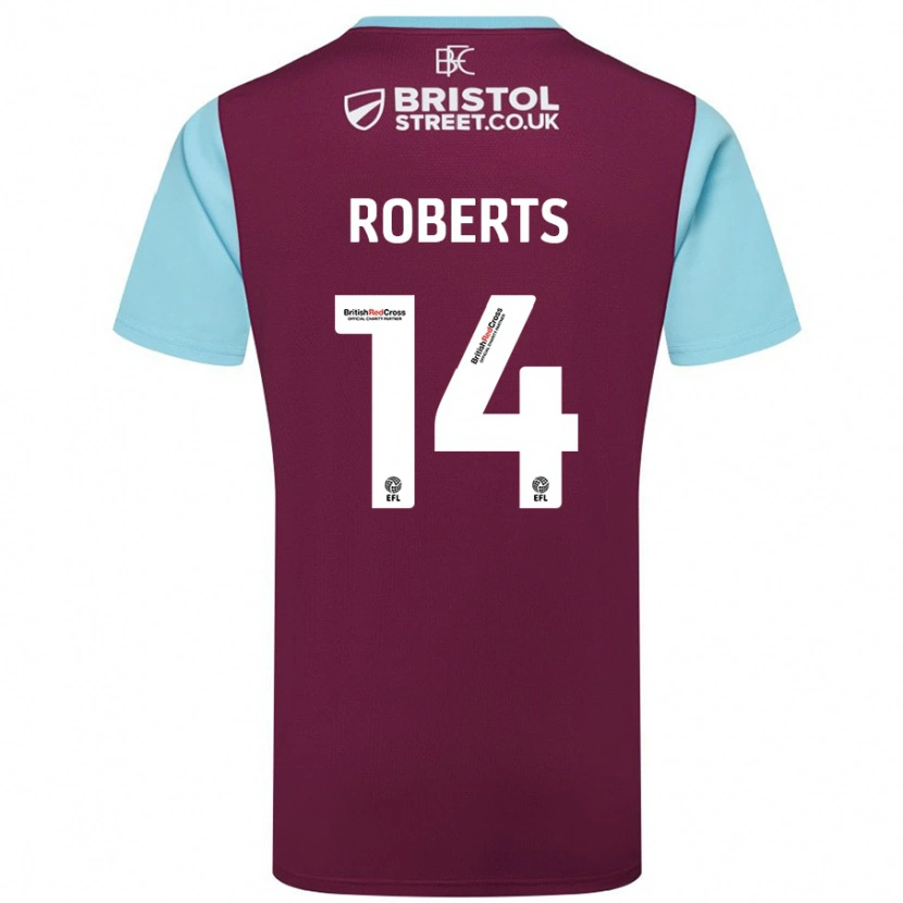 Danxen Enfant Maillot Connor Roberts #14 Bordeaux Bleu Ciel Tenues Domicile 2024/25 T-Shirt