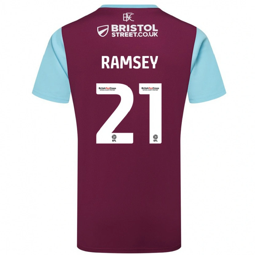 Danxen Enfant Maillot Aaron Ramsey #21 Bordeaux Bleu Ciel Tenues Domicile 2024/25 T-Shirt