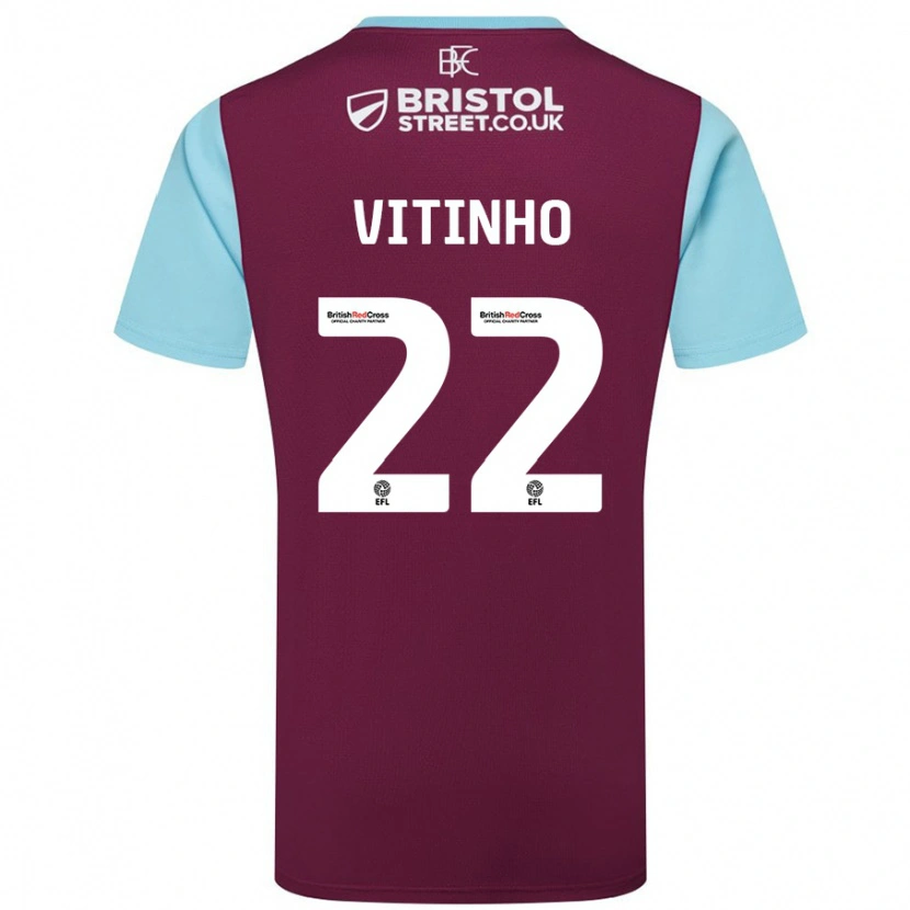 Danxen Enfant Maillot Vitinho #22 Bordeaux Bleu Ciel Tenues Domicile 2024/25 T-Shirt